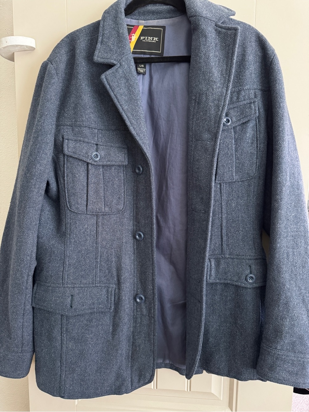 Men's Blue Wool-Blend Field Jacket -